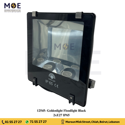 Goldenlight Floodlight Black 2xE27 IP65 | برجكتور انارة مطري اسود