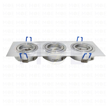 Triple Downlight / Spotlight MR16 Frame Aluminum Chrome Recessed Adjustable Rectangular 30x10cm | KG-7113 | سبوت فارغ مستطيل المنيوم مخفي كروم متحرك مثلث