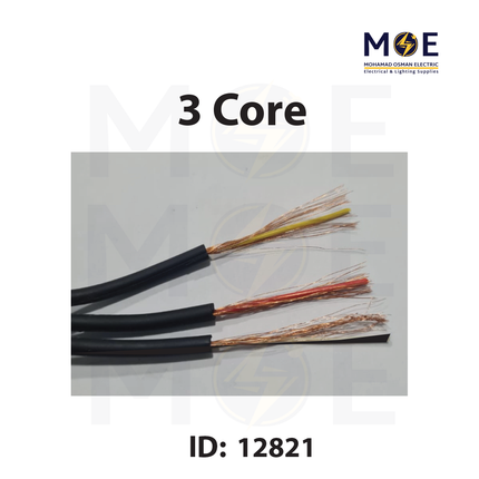 Kusun Audio Video AV Flat Wire Black 3 Core | كابل اوديو فيديو اسود