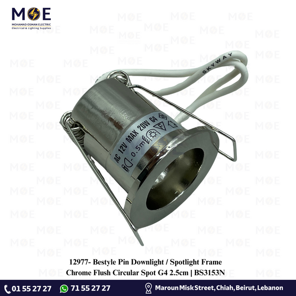 Bestyle Pin Downlight / Spotlight Frame Chrome Flush Circular Spot G4 2.5cm | BS3153N | سبوت بين فارغ مدور مخفي كروم