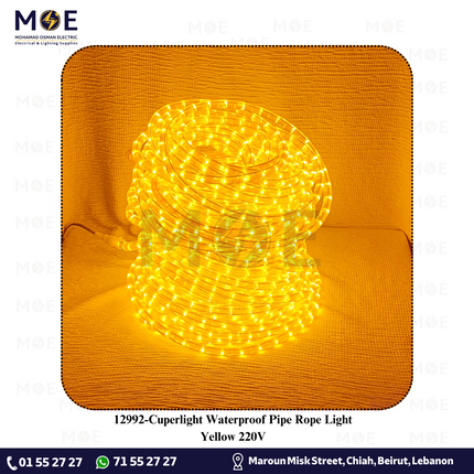 Cuperlight Waterproof Pipe Rope Light Yellow 220V 100mt | نبريش مبروم ضو اصفر