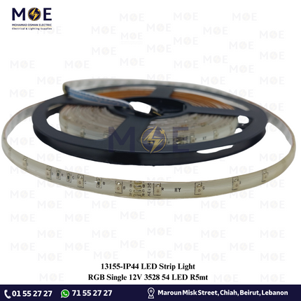 IP44 LED Strip Light Single RGB 12V 3528 54Led R5mt | بكرة ستريب ليد ملون