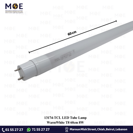 TCL LED Tube Lamp WarmWhite T8 60cm 8W | لمبة ليد تيوب ورم وايت