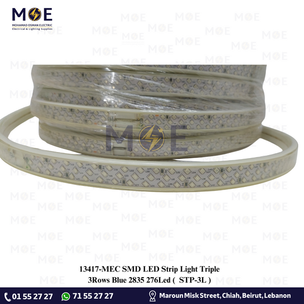 MEC SMD LED Strip Light Triple 3Rows Blue 2835 276Led | STP-3L | ستريب ليد تربل ازرق