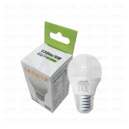 LEDMIE LED Lamp Bulb CoolWhite E27 530Lm 4000K 6W | G45 | لمبة ليد برم بول كول وايت