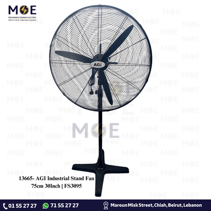 AGI Industrial Stand Fan 75cm 30Inch | FS3095 | مروحة عامود صناعية