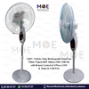 Felicity Solar Rechargeable Stand Fan with Remote Control & 4 Pieces LED & Timer & USB Port White 9 Speed 40W 18inch | FRF-1180 SR | مروحة عامود تشريج مع ضوء ليد خمس فراشات ابيض