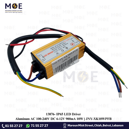 IP65 LED Driver Aluminum AC 100-240V DC 6-12V 900mA 10W | JNY-XK10WPFB | ترانس ليد المنيوم