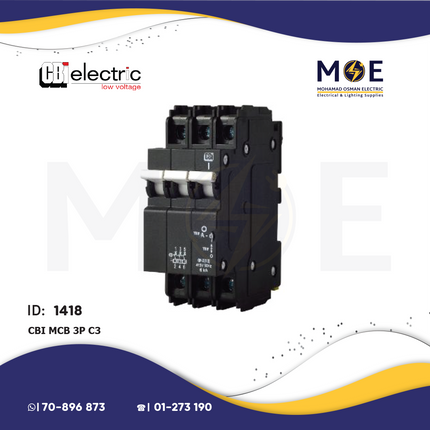 CBI MCB 3P 3kA C3 80A | QA3 | Black | دجنتور كهرباء ثلاثة فاز اسود كبير