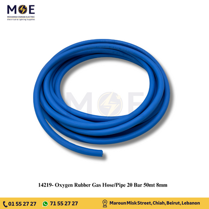 Oxygen Rubber Gas Hose/Pipe 20 Bar 50mt 8mm | نبريش غاز ازرق