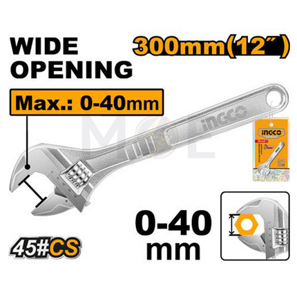 INGCO Adjustable Wrench 12inch 300mm | HADW131122