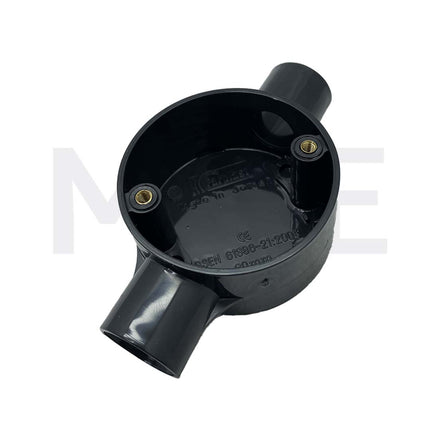 ElectroGuard Surface Circular Junction box PVC Through Shape 2Way 20mm Black | EL2-2SB
