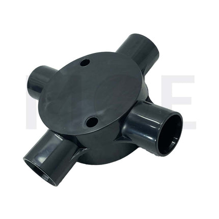 ElectroGuard Surface Circular Junction box PVC X-shape 4Way 20mm Black | EL2-04B