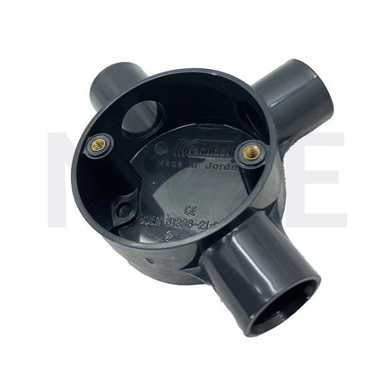 ElectroGuard Surface Circular Junction box PVC T-shape 3Way 20mm Black | EL2-03B
