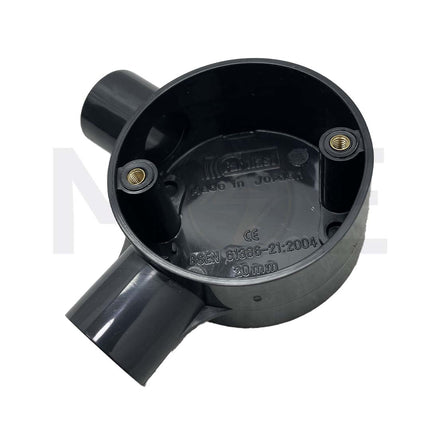 ElectroGuard Surface Circular Junction box PVC VL-shape Angle 2Way 20mm Black EL2-2AB