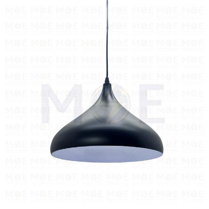 Classic Pendant Light Teardrop Black Matt (White internal) E27 30cm | ELB001 | غلوب تنزيلة المنيوم دمعة اسود مات و ابيض من الداخل
