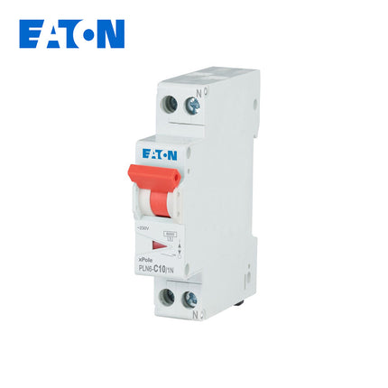 EATON MCB (1Mod.) 6KA C 1P+N 10A DPN | PLN6-C10/1N-MW | دجنتور مجوز بقطبين وحيادي - قاطع كهربائي ثنائي القطب مع حيادي