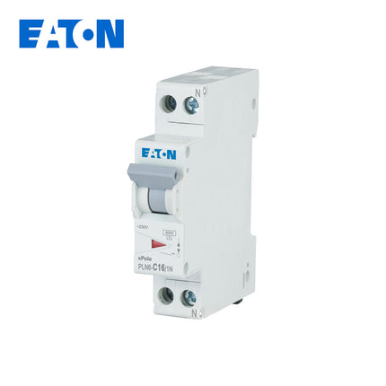 EATON MCB (1Mod.) 6KA C 1P+N 16A DPN | PLN6-C16/1N-MW | دجنتور مجوز بقطبين وحيادي - قاطع كهربائي ثنائي القطب مع حيادي