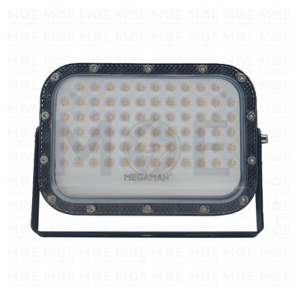 MEGAMAN LED Black SMD Floodlight Warmwhite IP65 AC 170-240V 3000K 50W | ZDL3029 | برجكتور ليد انارة مطري اسود ورم وايت
