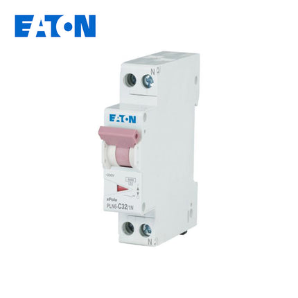 EATON MCB (1Mod.) 6KA C 1P+N 32A DPN | PLN6-C32/1N-MW | دجنتور مجوز بقطبين وحيادي - قاطع كهربائي ثنائي القطب مع حيادي
