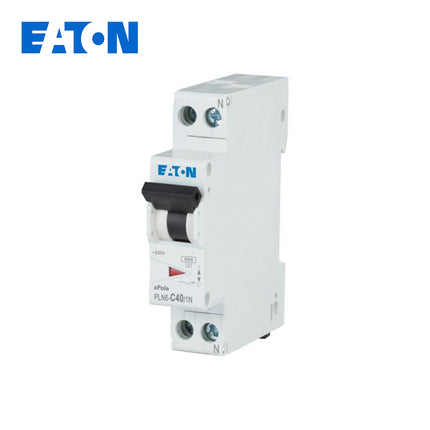 EATON MCB (1Mod.) 6KA C 1P+N 40A DPN | PLN6-C40/1N-MW | دجنتور مجوز بقطبين وحيادي - قاطع كهربائي ثنائي القطب مع حيادي