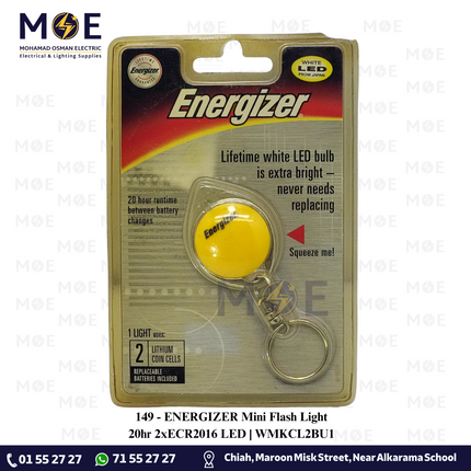 ENERGIZER Mini Flash Light 20hr 2xECR2016 LED | WMKCL2BU1 | انتريك جيب ليد تعليقة مدور صغير
