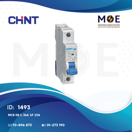 Chint MCB EB C 3kA 1P 25A | 135191-186252 | دجنتور كهرباء مفرد - قاطع كهربائي