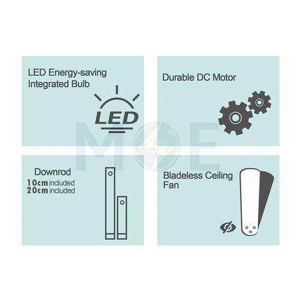 Lotus Plastic Blades Modern Ceiling Fan With LED & Remote Control White Daylight, Warmwhite, Coolwhite 48W 4 Retractable Blades 42inch  JC-18224 CCT (9)