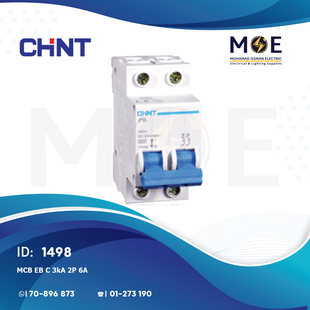 Chint MCB EB C 3kA 2P 6A | 135231-186304 | دجنتور كهرباء مجوز - قاطع كهربائي