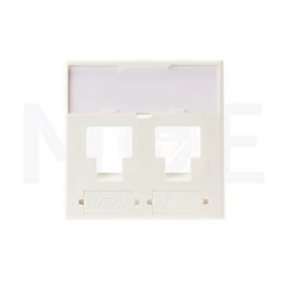 3m Volition Keystone Face Plate 2-port with transparent label field for Cable Trunk | Cover for Cat6 RJ45 Network Keystone Jack | 2module | VOL-FP4M-F2k