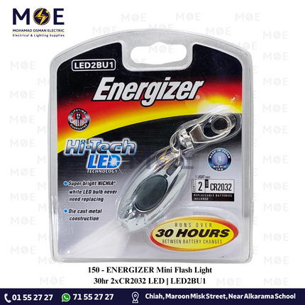 ENERGIZER Mini Flash Light 30hr 2xCR2032 LED | LED2BU1 | انتريك ليد جيب تعليقة اصبع رفيع