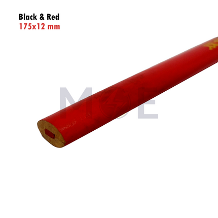 Carpenter Pencil Wood | Two Colors Woodworking Pencil Black & Red 175x12 mm