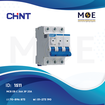 Chint MCB EB C 3kA 3P 25A | 135281-186350 | دجنتور كهرباء ثلاثة فاز