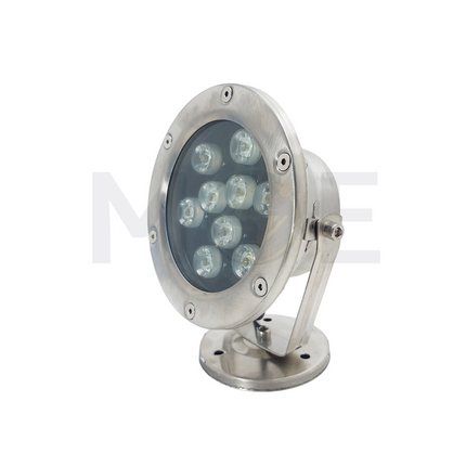 Cuperlight SMD IP68 LED Underwater Pool Light Chrome Adjustable Surface Circular Spot Warmwhite 12V DC 12cm 9x1W | K-3301