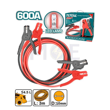 Total Booster/Jumper Cables with LED Lamp 600A 10mm 3mt | PBCA16008L
