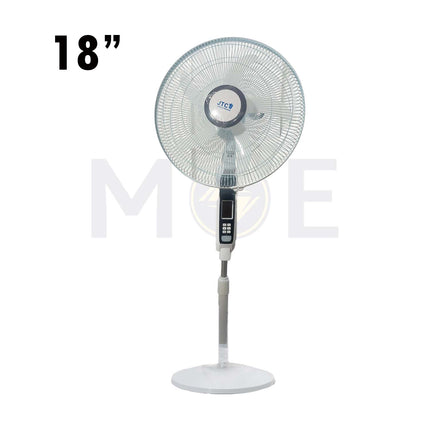 JTC Rechargeable stand fan with Remote Control & 4 Pieces LED & Timer & USB Port White 45W 18inch | 5968HRSW