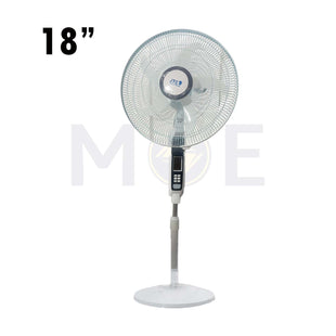 JTC Rechargeable stand fan with Remote Control & 4 Pieces LED & Timer & USB Port White 45W 18inch | 5968HRSW