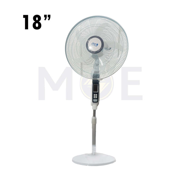 JTC Rechargeable stand fan with Remote Control & 4 Pieces LED & Timer & USB Port White 45W 18inch | 5968HRSW