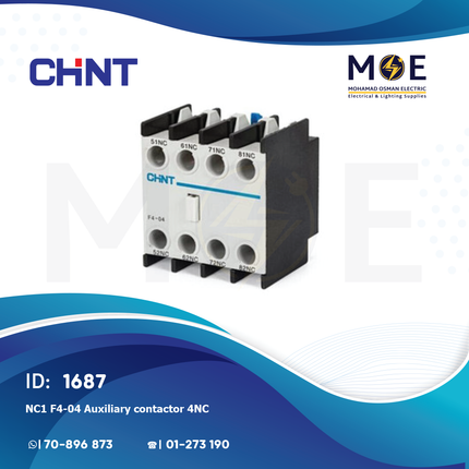 Chint NC1 F4-04 Auxiliary Contactor 4NC | 248507 | مساعد كونتكتور - اكزليير