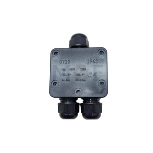 Onlex IP68 Waterproof Surface Junction Box Black T-shape 3Way 3xPG16 | LX-OWB712 علبة مطرية ظاهرة اسود مع برس اتوب
