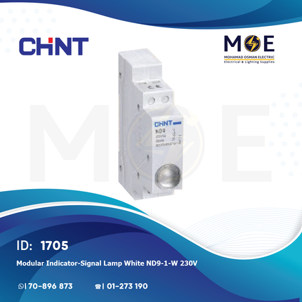 Chint Modular Indicator / Signal Lamp White ND9-1/W 230V AC | 153125-594128 | دجنتور اشارة ابيض