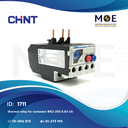 Chint Thermal Relay For Cont. NR2-25G 0.63-1A | ترميك للكونتكتور