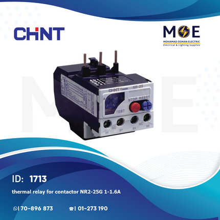 Chint Thermal Relay For Cont. NR2-25G 1-1.6A | ترميك للكونتكتور