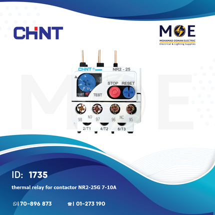 Chint Thermal Relay For Cont. NR2-25G 7-10A | ترميك للكونتكتور