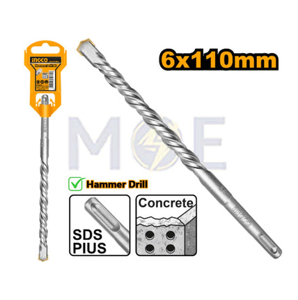 INGCO Industrial SDS Plus Hammer Drill Bit 6mm (TL:110mm , WL:50mm) | DBH1210601