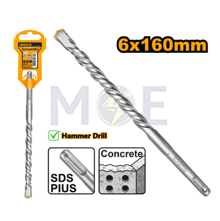INGCO Industrial SDS Plus Hammer Drill Bit 6mm (TL:160mm , WL:90mm) | DBH1210602