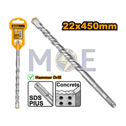 INGCO Industrial SDS Plus Hammer Drill Bit 22mm (TL:450mm , WL:350mm) | DBH1212203