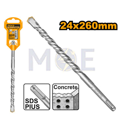 INGCO Industrial SDS Plus Concrete Drill Bit 24mm (TL:260mm , WL:185mm) | DBH1212401