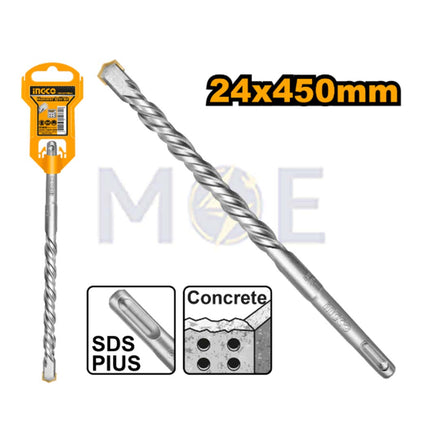 INGCO Industrial SDS Plus Concrete Drill Bit 24mm (TL:450mm , WL:350mm) | DBH1212404
