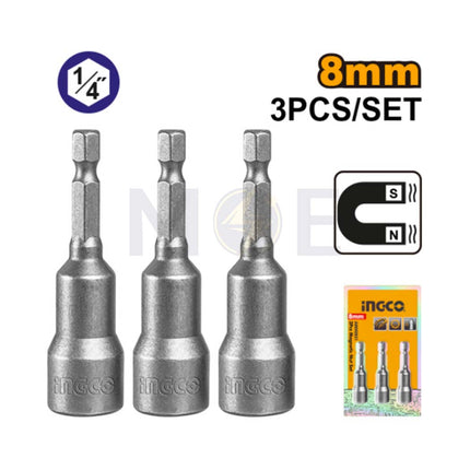 INGCO Magnetic Nut Set 3PCS 8mm TOT HEX | AMN0831